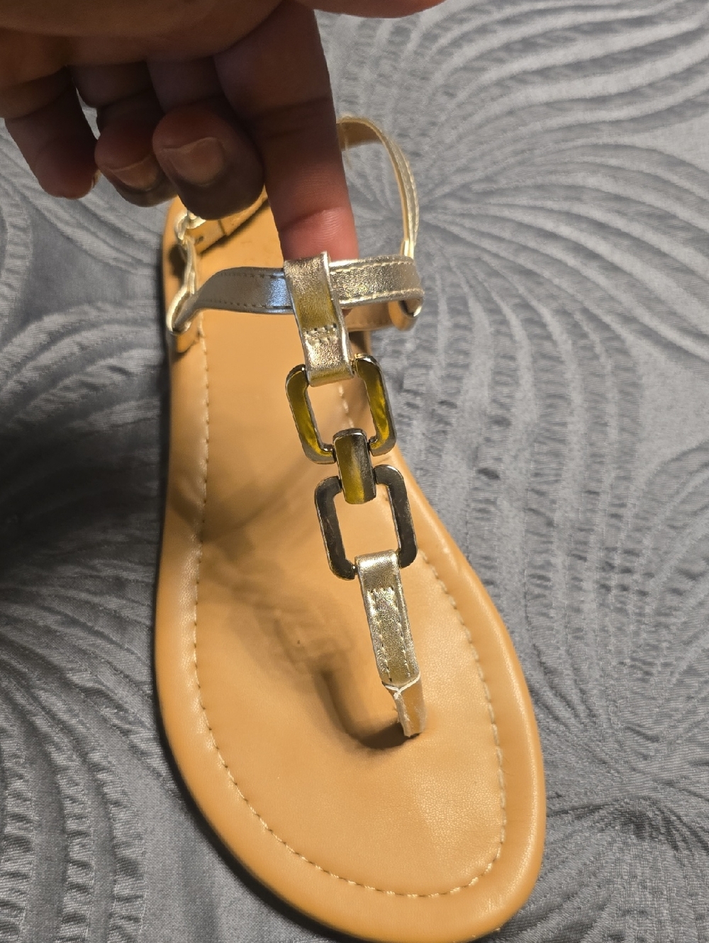 ASOS Gold T-Strap Chain-Link Flat Sandals